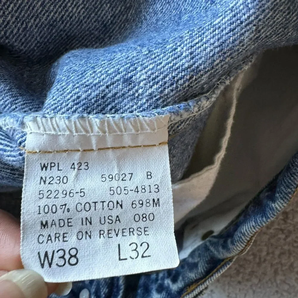 Vintage Levis Jeans Mens 38x32 Fits 36x31 Blue 505 XX Straight Denim USA 80s 90s